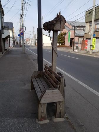 Horse motif seat in Tono, Iwate, Japan
